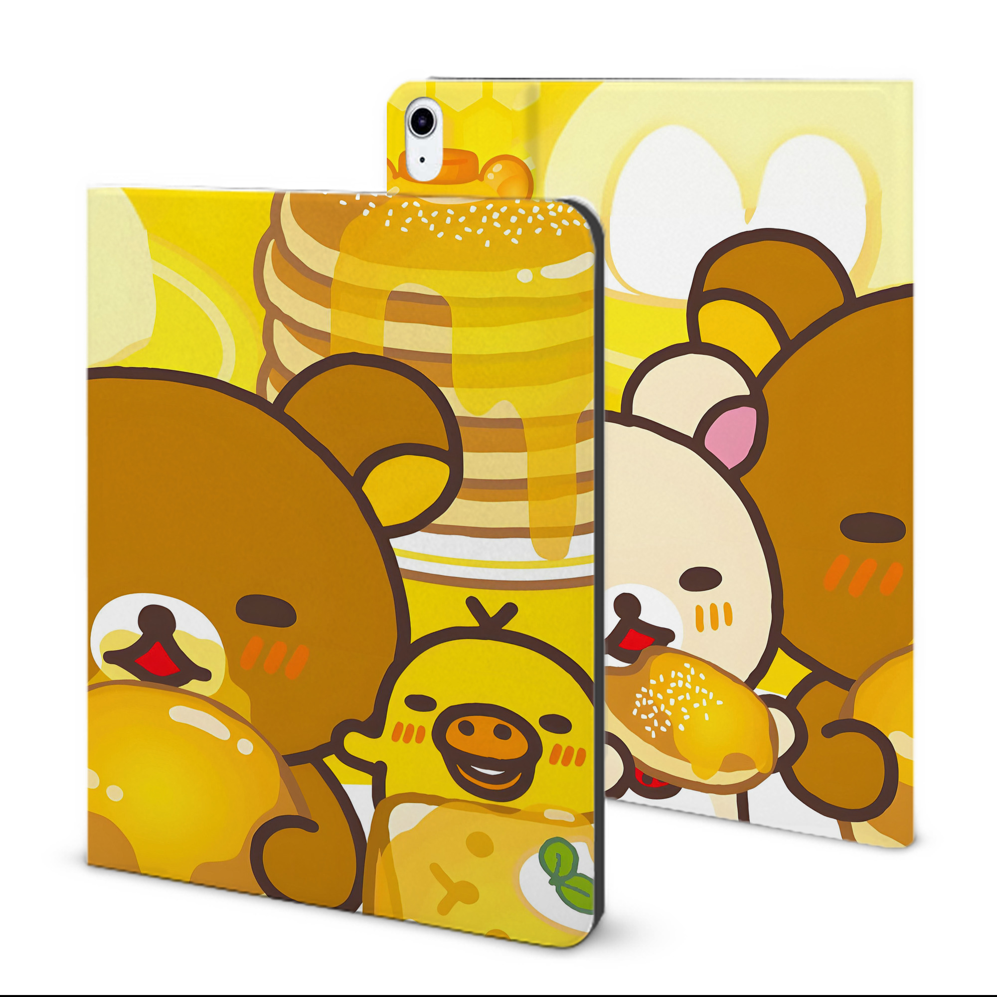 （画像用） リラックマ リラックマ キイロイトリ Rilakkuma Korilakkuma Kiiroitori IPad ケース ブック型 PUレザー TPU 耐衝撃 軽量 薄型 ペン収納なし 全面保護 IPad 各モデル対応